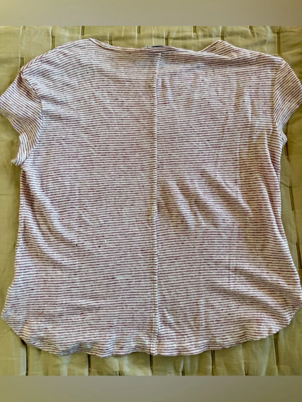 Frame Denim Red & White Striped 100% Linen Short Sleeve Crew Tee - Picture 2 of 6